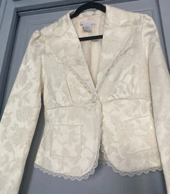 Charlotte Russe Ivory Brocade Blazer Size M - Image 1 of 4