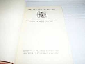 1927 - Prelude To Poetry: English Poets In Defence And Praise Of Their Own Art - Imagen 1 de 6