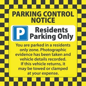 Resident Parking Ticket Notice Private Area Stickers Hard To Remove DETERRENT - Picture 1 of 1