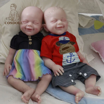 COSDOLL 18.5" Full Body Silicone Dolls Reborn Baby Eyes Closed Cute Twins Dolls