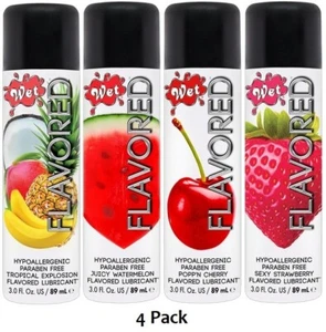 Wet Juicy Sexy Strawberry Flavored Water Based Edible Lubricant 4x89ml - 4 Pack - Picture 1 of 5