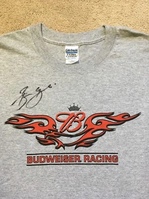 Camiseta RARA Brandon Bernstein Autografiada Budweiser/Bud King Racing NHRA Foto 1 de 4