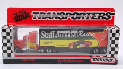 Matchbox Super Stars Transporters NASCAR #74 Staff America Racing 1993 Semi NIB - Image 1 of 4