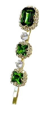 Clip de pasador de cristal irlandés verde y blanco para joyería para el cabello con diamantes de imitación (1) pieza de metal Foto 1 de 4