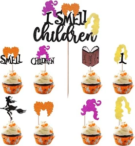 33 Pack Halloween Hocus Pocus Cupcake Toppers I Smell Children Cake Topper set - Picture 1 of 7
