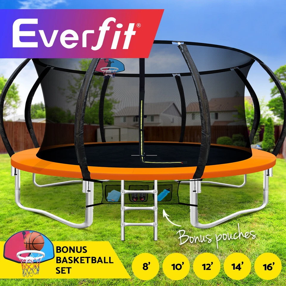 Everfit 8/1012/14/16FT Trampoline for Kids Rebounder Enclosure Safety Net Orange - image 1 of 4