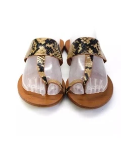 Zara Animal Print Flat Leather Sandal Size 9(40) - Picture 1 of 5