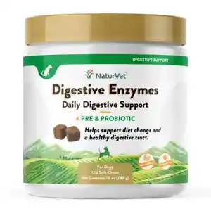 NaturVet DIGESTIVE ENZYMES Plus Probiotics for Dogs Soft Chew 120 count - Picture 1 of 4