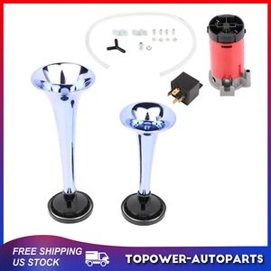 Kit de compresor de bocina de aire azul súper fuerte trompeta doble para coche camión tren barco - Imagen 1 de 10