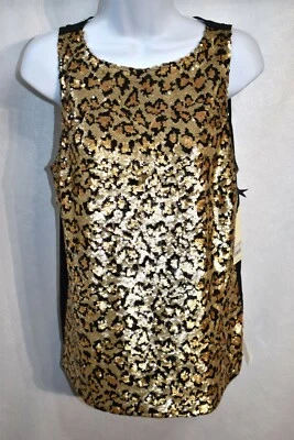 Camiseta sin mangas BB Dakota lentejuelas doradas talla mediana para mujer  Foto 1 de 4