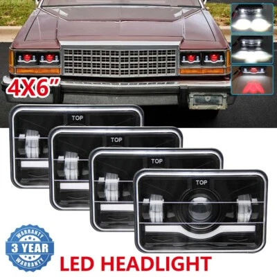 Faros LED de 4x6 pulgadas para Ford LTD Crown Victoria 1987-1991 alto/bajo DRL rojo 4 piezas Foto 1 de 4