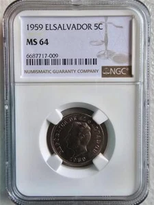 El Salvador 5 Centavos 1959 NGC MS 64 - Picture 1 of 2