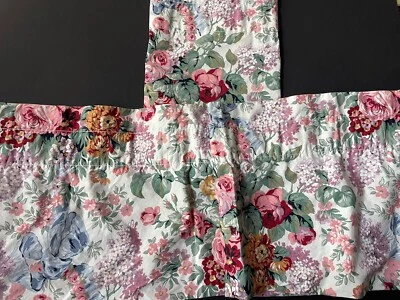 2 RALPH LAUREN Allison Flower CURTAIN Rod Pocket Valances Floral 80 X 17 - Image 1 of 4