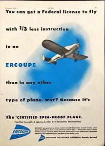 1945 ERCoupe Vintage Print Ad Spin Proof Aircraft Riverdale MD - Picture 1 of 6