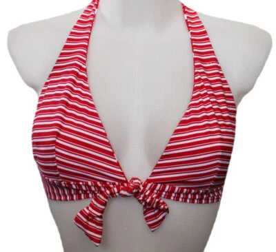 BIKINI NECKHOLDER GESTREIFT  PUNKTE MOONTIDE M7467RS TIE TOP ROT WEISS WENDB 38 - Bild 1 von 4
