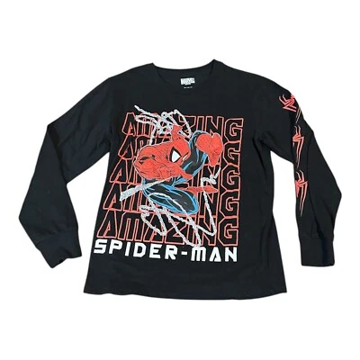 Marvel Amazing Spider-Man Shooting Web Black Long Sleeve Graphic Kid Size M - Image 1 of 3