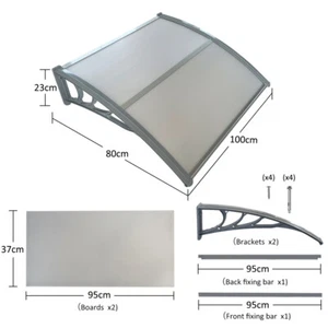Panana Vordach Markise Fenstervordach Veranda Markise Regenschutz Abdeckung grau - Bild 1 von 62