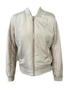 New GUESS Satin Bomber Jacket Beige size S - Picture 1 of 4