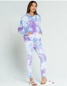 Free People Movement Womens Hoodie & Pant Sz XS Blue Purple Tie Die - Picture 1 of 23
