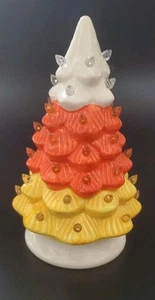 Halloween Candy Corn Ceramic Tree With Lights Battery Operated Works 2 Available - Picture 1 of 10