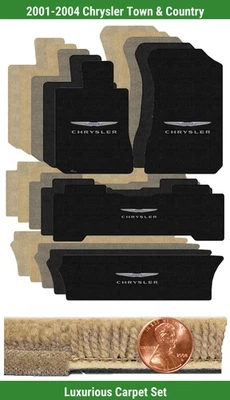 Conjunto de tapete de luxo personalizado para '01-04 Chrysler Town & Country com logotipo (4 peças) #IN6 - Imagem 1 de 4