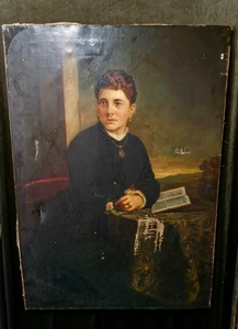 Fine 19th Century Continental School Oil on Canvas portrait of a seated lady - Picture 1 of 13
