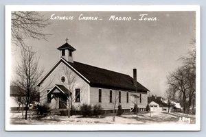 Vintage RPPC Madrid IA Katholische Kirche Iowa Echt Foto Postkarte V16 - Bild 1 von 2