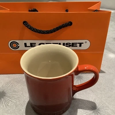 BNWT Le Creuset 400 Ml Chunky, 10.5 Cm Tall Mug, Cerise Red Tinted Ombré & Bag