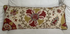 Soft Surroundings Braemore Silsila Curry Pillow Cover Suzani Red Pink 15x36” - Picture 1 of 24