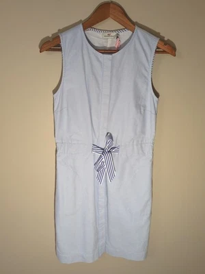 Vestido Vineyard Vines Sin Mangas Oxford Corbata Cintura Bolsillos 0 Preppy Clásico  Foto 1 de 4