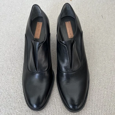 Reed Krakoff Италии из черной кожи Оксфорды блок каблук ботильоны размер 7,5 США 38EUR - Изображение 1 из 4