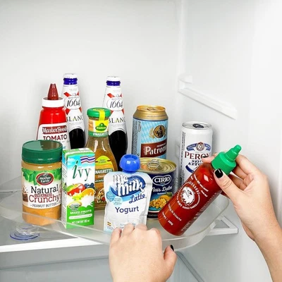 Lazy Susan Drehteller Schrank Organizer, 360° drehbares Gewürzregal Kühlschrank klar - Bild 1 von 4