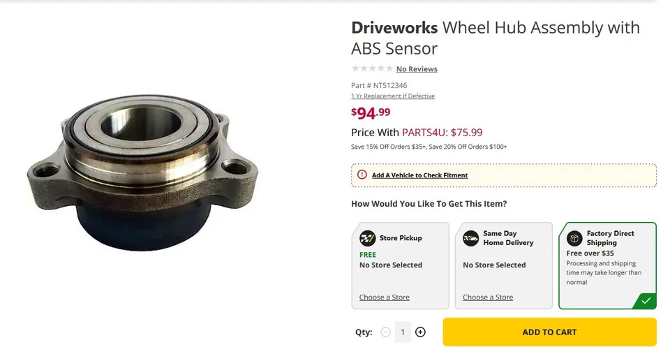 Conjunto de cojinete de rueda y buje CRS piezas automotrices NT512346 Foto 1 de 1