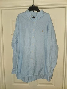 ADULTO HOMBRE RALPH LAUREN POLO L/S CAMISA ABOTONADA VERDE AZULADO BLANCO RAYAS 17 1/2 34/35 - Imagen 1 de 2