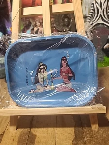 Rolling Tray Princess Jasmine Pocahontas Hookah Design Metal Novelty Stash Tray - Picture 1 of 2
