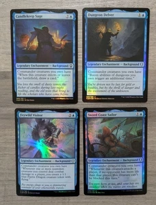 MTG Magic Set of 4 Blue Legendary Enchantment Background FOIL Baldur's Gate CLB - Picture 1 of 1