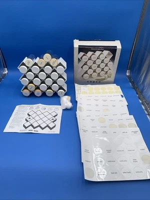 Copco Honeycomb White Plastic Spice Rack, Glass Jars Some Unused And Labels - Image 1 of 4