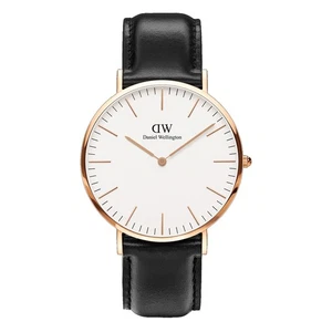 Reloj para hombre Daniel Wellington clásico Sheffield rosa correa de cuero negro 0107DW - Imagen 1 de 4