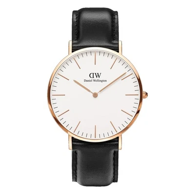 Reloj para hombre Daniel Wellington clásico Sheffield rosa correa de cuero negro 0107DW Foto 1 de 4