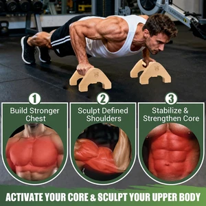 Wooden Push up Bars 2 PCS Solid Beech Parallettes Embedded Non-Slip Ft Training - Picture 1 of 7