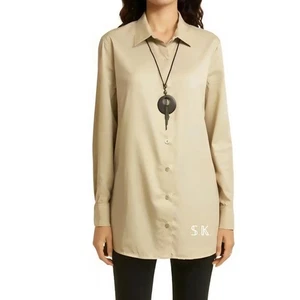 THE COMPANY STORE Tan Button-up Long Tunic Shirt 100% SUPIMA Cotton size X-LARGE - Picture 1 of 15
