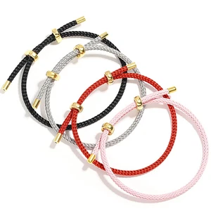 Bracciale Corda Filo Rosso Acciaio Inox Donna Fibbia Regolabile Gioielli - Foto 1 di 26