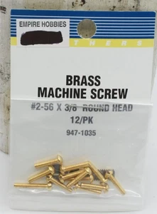 Walthers 947-1035 HO Brass Machine Screw #2-56 X 3/8 Round Head (Pack of 12) - Picture 1 of 1