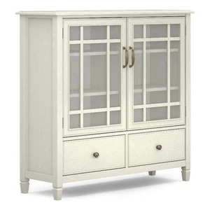 Simpli Home Connaught Solid Wood Storage Cabinet in Antique White - Picture 1 of 10