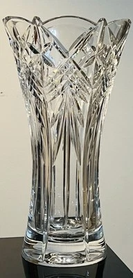 Christopher Stuart Large Heavy Crystal Vase Starstruck Flared Flower 12” Retired - Image 1 of 4