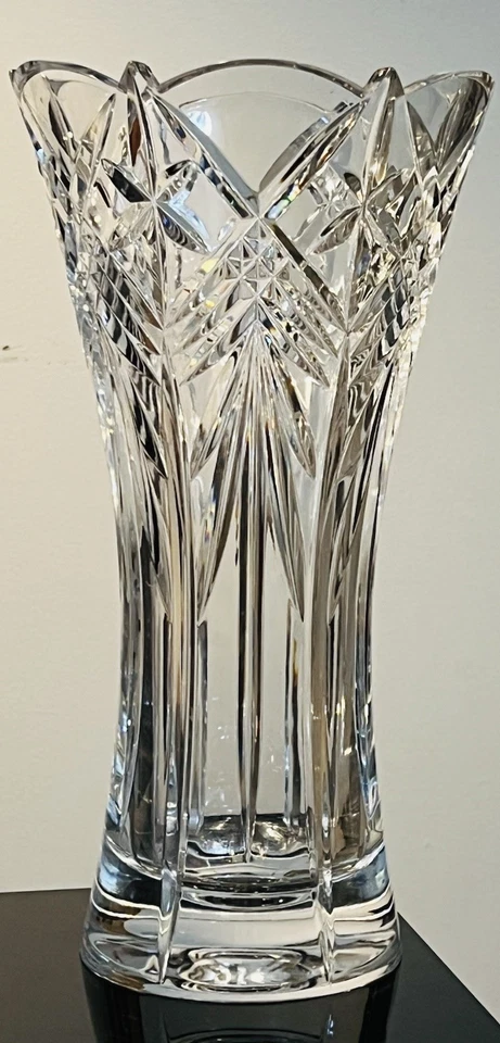 Christopher Stuart Large Heavy Crystal Vase Starstruck Flared Flower 12” Retired - Image 1 of 4