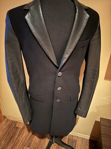 Cappotto lungo nero Versace nuovo senza etichette in collaborazione con H&M lana e pelle 34R