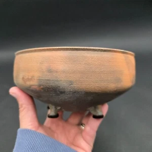 Vintage Japanese Bizen Ware Bonsai Pot 5 Feet Signed 7.5" Unglazed Raku Pottery - Picture 1 of 7