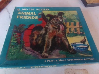 Platt & Munk Animal Friends ,4 Die cut puzzles from the 60s,Vintage - Image 1 of 4
