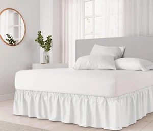 White Bed Skirt Queen Size Wrap Around Dust Ruffle 15" Drop CGK Unlimited - Picture 1 of 9